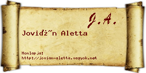 Jovián Aletta névjegykártya